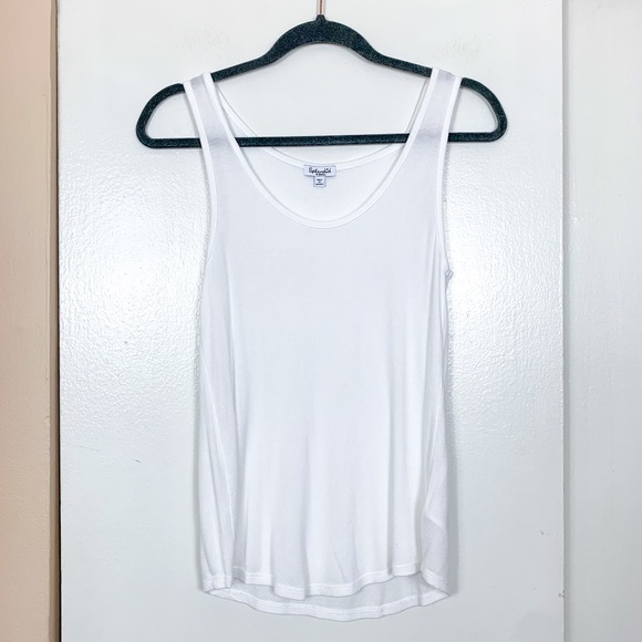 Splendid White Ribbed Scoop Neck Tank Top - Picture 1 of 4
